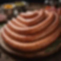 A vibrant display of fresh Polish sausage links arranged aesthetically.