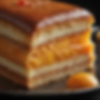 Rich Texture of Grand Marnier Cake Slice Close-up of the rich texture of Grand Marnier cake slice