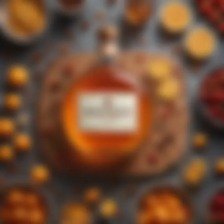 Ingredients for Grand Marnier cake arranged artistically