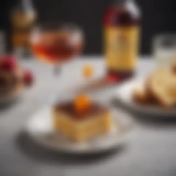A glass of Grand Marnier liqueur beside a slice of cake