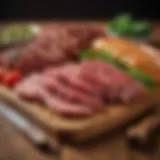 A colorful array of lean meats on a wooden cutting board