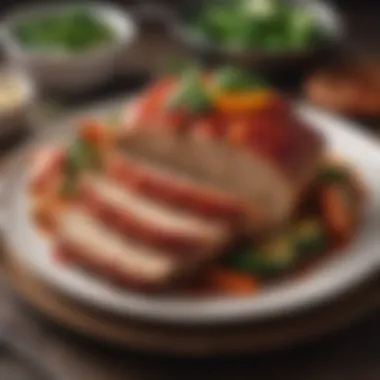 Elegant Presentation of Turkey Meatloaf A beautifully plated turkey meatloaf with seasonal vegetables