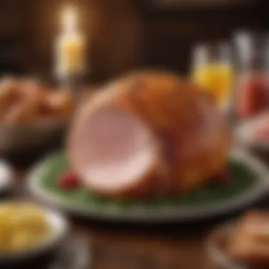 A festive gathering featuring Honey Baked Ham at the center of the table