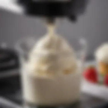 Yogurt in the Ice Cream Maker An ice cream maker filled with yogurt mixture