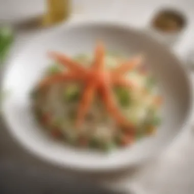 Artistic Presentation of Imitation Crab Salad Artistic presentation of imitation crab salad on a plate