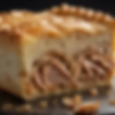 A tempting close-up of the flaky crust of Impossible Chicken Pie, emphasizing its texture