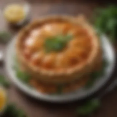 A vibrant presentation of Impossible Chicken Pie garnished with fresh herbs, signaling culinary creativity