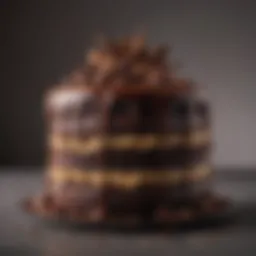 A beautifully layered Chocolate Ganas Cake showcasing its rich textures and smooth ganache