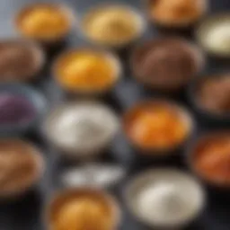 A variety of keto-friendly sweeteners in decorative bowls.