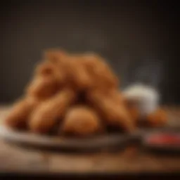 Delicious KFC fried chicken spread on a wooden table