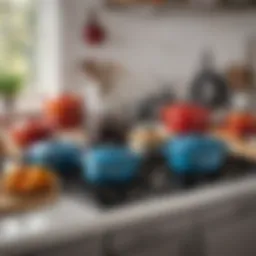 Elegant Le Creuset cookware displayed on a kitchen counter