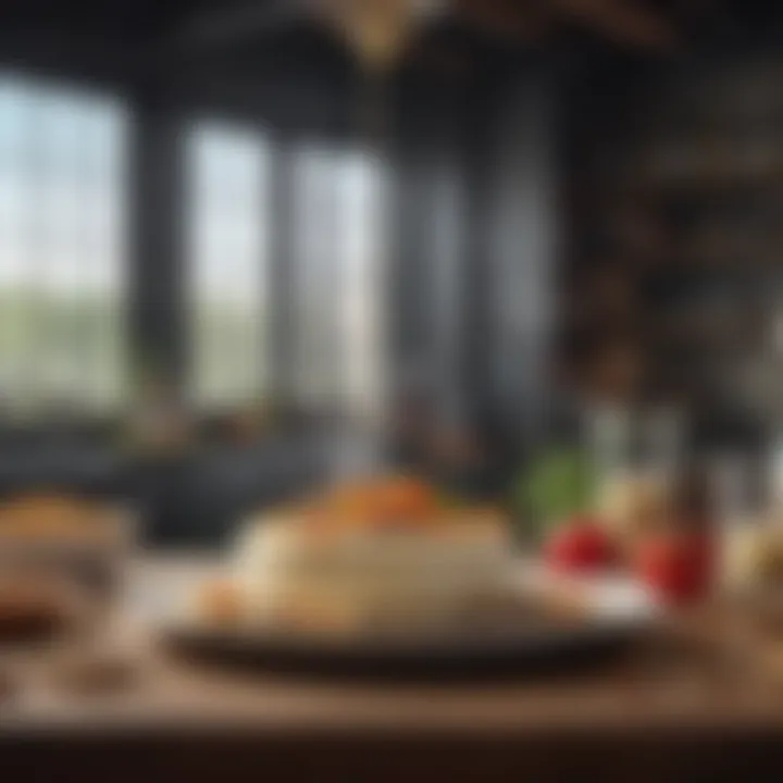 A professional kitchen setting showcasing liquid whey protein as an ingredient in gourmet dishes