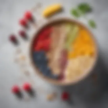 Culinary Creativity: Smoothie Bowl with Whey Protein A vibrant smoothie bowl topped with liquid whey protein and various colorful toppings