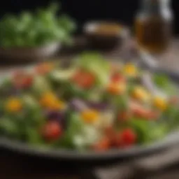 A vibrant low-carb salad featuring fresh greens and colorful vegetables