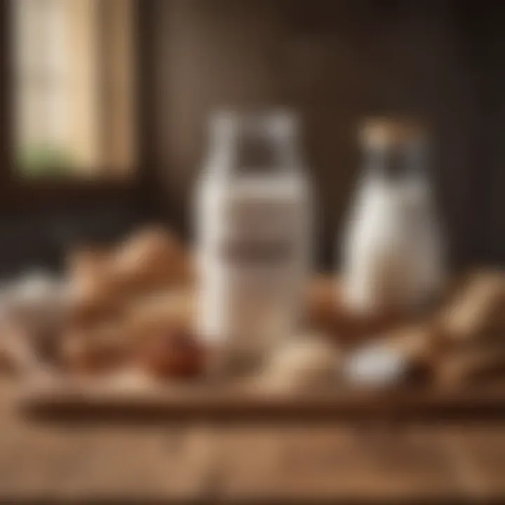 Ingredients used to create low sodium non-dairy milk, arranged aesthetically on a wooden table.