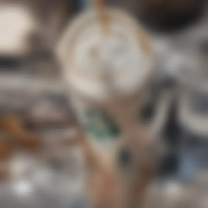 Close-up of a limited edition Starbucks cup showcasing its design.