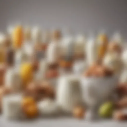 A vibrant array of milk-free alternatives displayed creatively