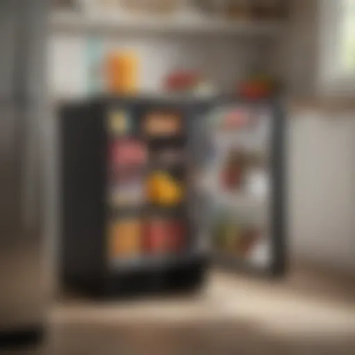 Compact mini refrigerator displayed in a modern kitchen setting
