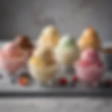 An Elegant Display of Nadamoo's Dairy-Free Flavors A vibrant assortment of Nadamoo dairy-free ice cream flavors displayed elegantly in bowls