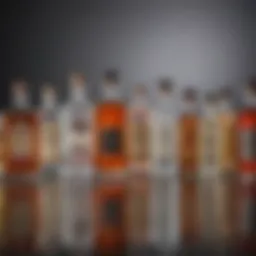 An assortment of non-alcoholic spirits elegantly displayed with garnishes