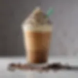 Creamy frappuccino topped with whipped cream and chocolate drizzle