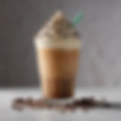 Creamy frappuccino topped with whipped cream and chocolate drizzle