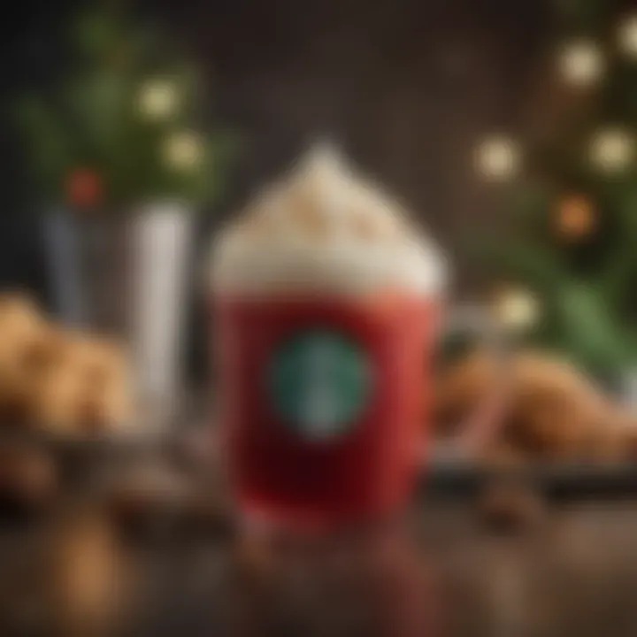 Seasonal holiday beverage adorned with festive decorations