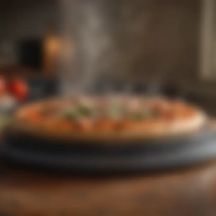 Steel pizza stone illustrating its sleek design and performance