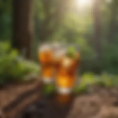 Eco-friendly drink glasses surrounded by nature