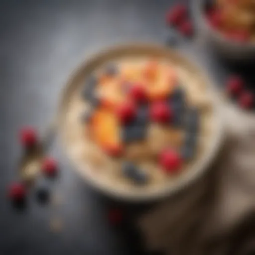 A vibrant bowl of overnight oats topped with fresh fruit