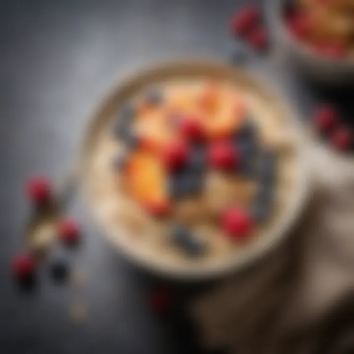 A vibrant bowl of overnight oats topped with fresh fruit
