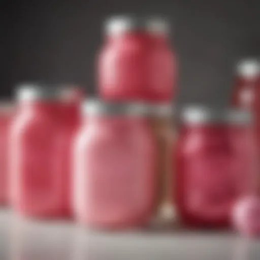 A collection of pink ball jars showcasing various designs