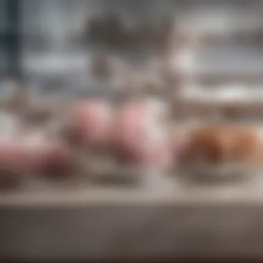 An array of pink ball jars arranged on a kitchen shelf