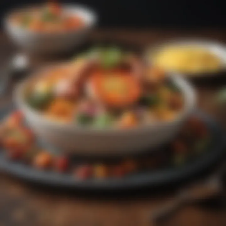 A colorful array of keto-friendly dishes beautifully plated.