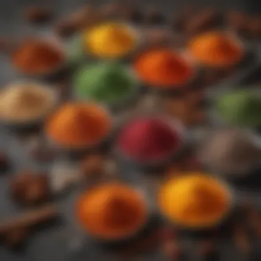 A vibrant array of spices showcasing their rich colors and textures