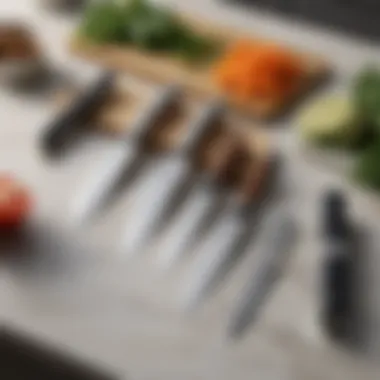 Aesthetic and Functional Design of Knife Sets A visually appealing presentation of a quality knife set displayed on a kitchen countertop
