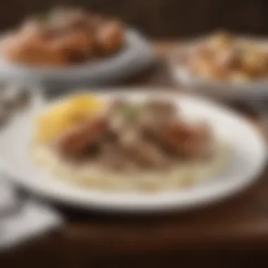 Elegant Presentation of Sausage and Gravy A beautifully plated dish of sausage and gravy served with sides