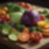 An assortment of colorful fresh vegetables on a rustic wooden table