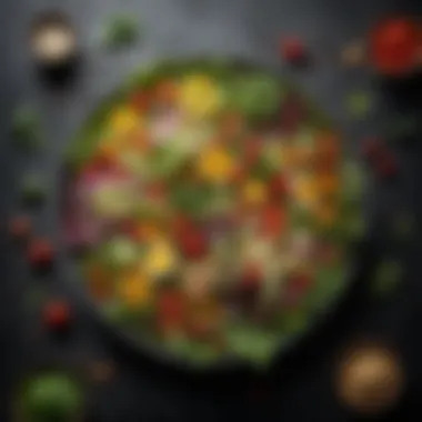 Vibrant Salad Creation A vibrant salad featuring an array of leafy greens and colorful toppings