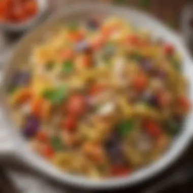 Colorful summer pasta salad with vibrant vegetables