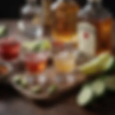 Artful Arrangement of Ingredients Artfully arranged ingredients for a tequila mixed drink