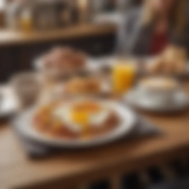 An inviting café atmosphere with guests enjoying breakfast at unconventional hours
