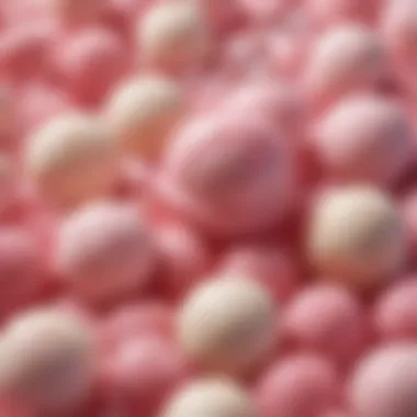 An artistic arrangement of ingredients used in bubble gum ice cream