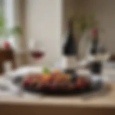 Elegant Table Setting with Small Wine Bottles Beautifully arranged table setting with small wine bottles