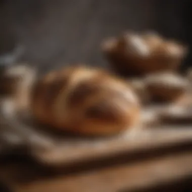 Essentials for Crafting Artisan Bread Rustic wooden table adorned with flour and baking tools