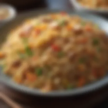 Homemade Fried Rice Presentation A beautifully arranged homemade fried rice dish ready to be enjoyed.