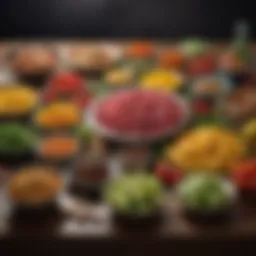 A vibrant arrangement of fresh ingredients showcasing culinary diversity.
