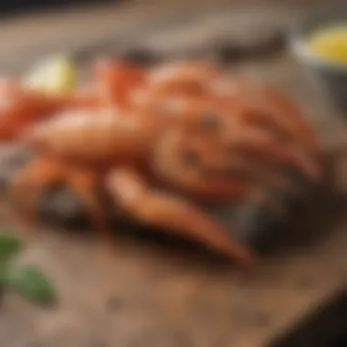 Fresh Rock Shrimp Fresh rock shrimp on a rustic wooden table