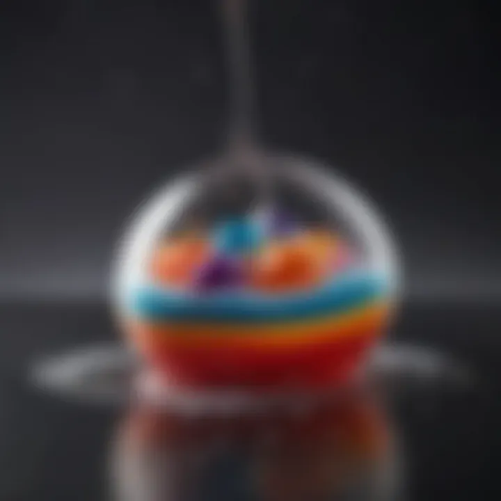 A vibrant dish showcasing molecular gastronomy techniques with colorful bubbles