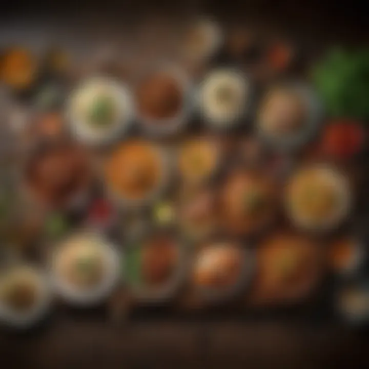 A diverse group of dishes representing various cuisines from meal kits
